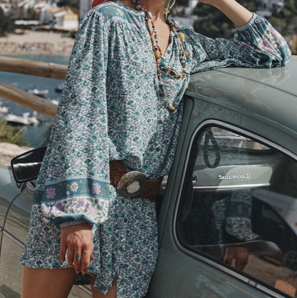 SOLD SPELL Sienna Tunic Dress in Jade NWT FSOT sz Large SOLD OUT online! - Picture 8 of 16